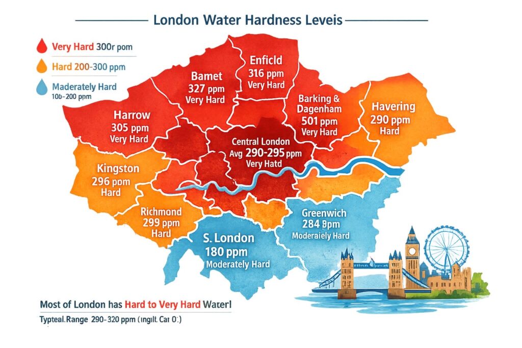 Water Hardness Areas in London